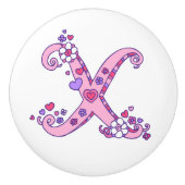 Monogramharten met de letter X en trekknop Keramische Knop (Voorkant)