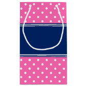 MonogramHot Pink, Witte Polka Dot met Royal Blue Klein Cadeauzakje (Achterkant)