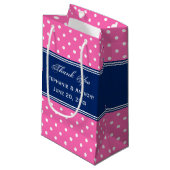 MonogramHot Pink, Witte Polka Dot met Royal Blue Klein Cadeauzakje (Voorkant Gekanteld)