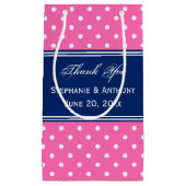 MonogramHot Pink, Witte Polka Dot met Royal Blue Klein Cadeauzakje (Voorkant)