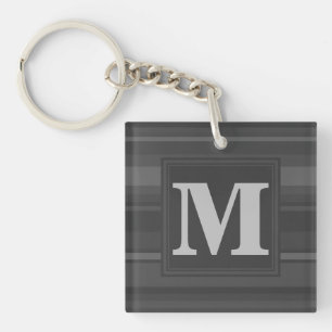 Monogramhoutskool strepen sleutelhanger