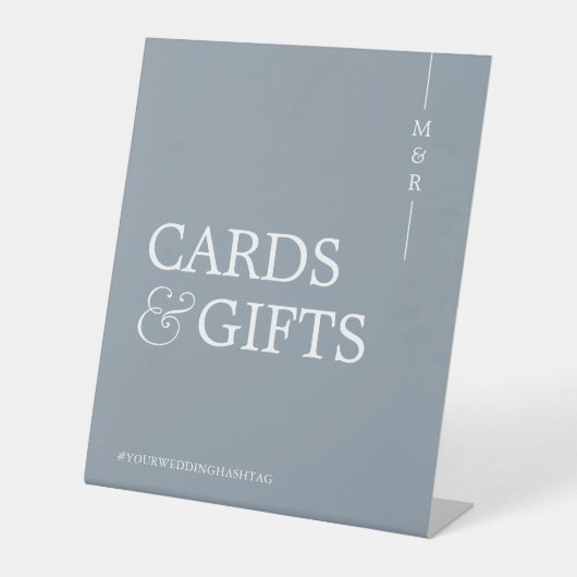 Monogramkaart en cadeaus Stofblauwe Huwelijk Reclamebord Met Voetstuk (Voorkant)