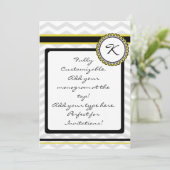 Monogramkaart met grijze riem en geel kaart (Staand voorkant)