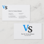 Monogramkaarten Blauw Zwart Visitekaartje (Voorkant / Achterkant)