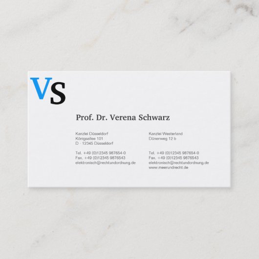 Monogramkaarten Blauw Zwart Visitekaartje (Voorkant)