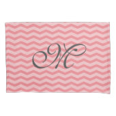 Monogramkloosters van koraal chevron zigzag kussensloop (Voorkant)