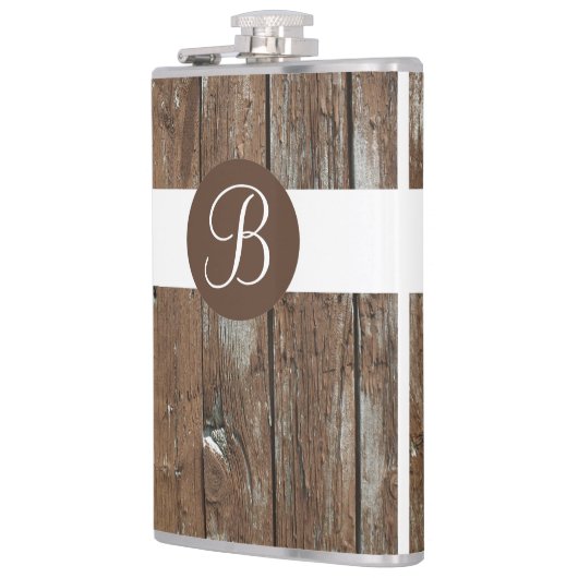 Monogramkolf van bitterhout heupfles (Links)