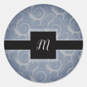 Monogramkrullen Ronde Sticker (Voorkant)