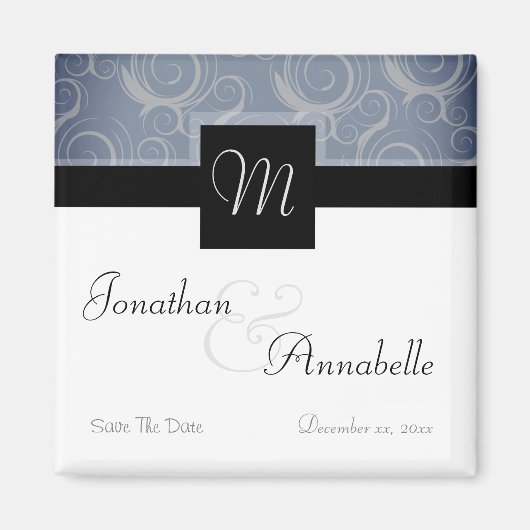 Monogramkrullen Save The Date Magneet (Voorkant)