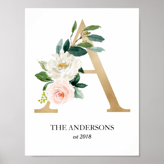 Monogramkunstprint, letter A, trouwen, kinderkamer Poster (Voorkant)