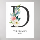 Monogramkunstprint, letter D, trouwen, kinderkamer Poster (Voorkant)