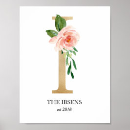 Monogramkunstprint, Letter I, Trouwen, Kinderkamer Poster