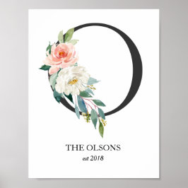 Monogramkunstprint, letter O, trouwen, kinderkamer Poster