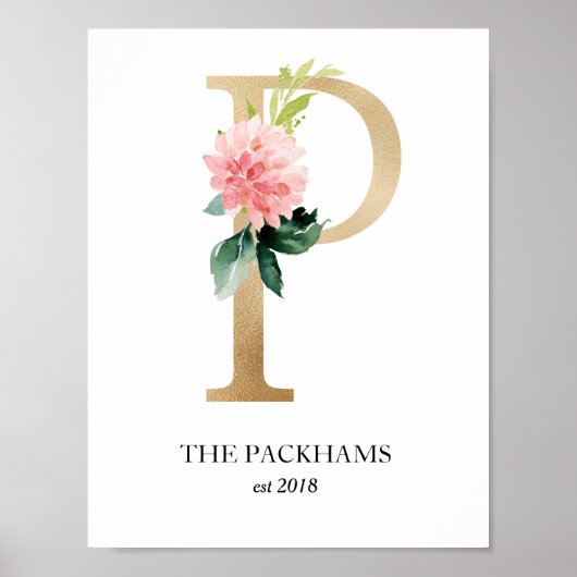 Monogramkunstprint, letter P, trouwen, kinderkamer Poster (Voorkant)