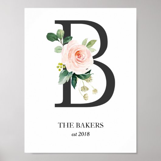 Monogramkunstwerk, Letter B, Trouwen, Kinderkamer Poster (Voorkant)