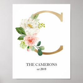 Monogramkunstwerk, Letter C, Trouwen, Kinderkamer Poster