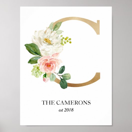 Monogramkunstwerk, Letter C, Trouwen, Kinderkamer Poster (Voorkant)
