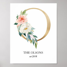 Monogramkunstwerk, Letter O, Trouwen, Babykamer Poster