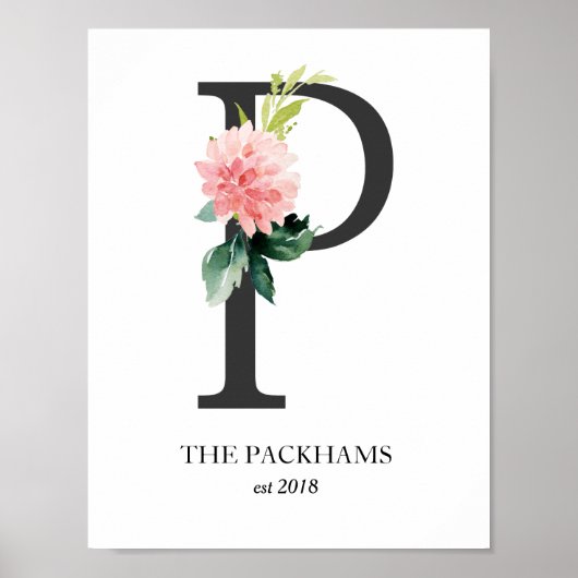 Monogramkunstwerk, Letter P, Trouwen, Kinderkamer Poster (Voorkant)