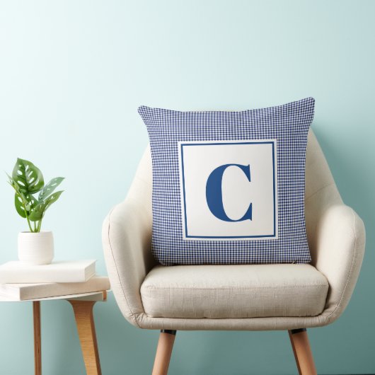 Monogramkussen - Nursery Blue gecontroleerd Kussen (Stoel)