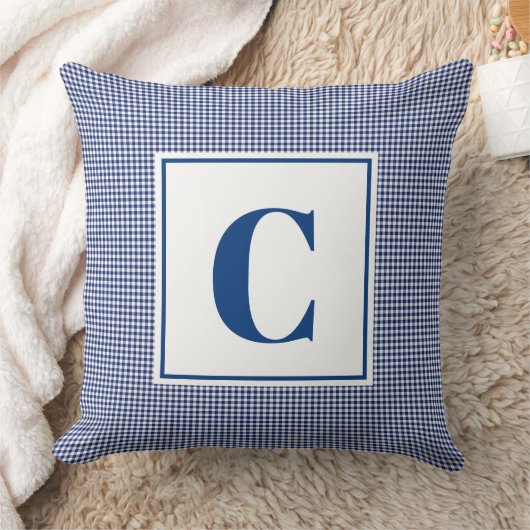 Monogramkussen - Nursery Blue gecontroleerd Kussen (Deken)