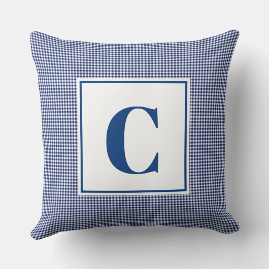 Monogramkussen - Nursery Blue gecontroleerd Kussen (Achterkant)