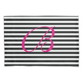 Monogramkussen voor zwarte en witte strips kussensloop (Voorkant)
