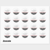 Monogramlabels - Roze/Zwart - Damask Trellis Ronde Sticker (Vel)