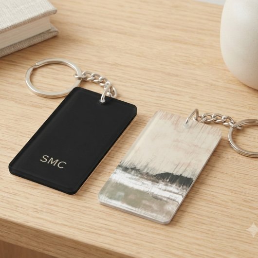 Monogramletter abstract neutraal sleutelhanger