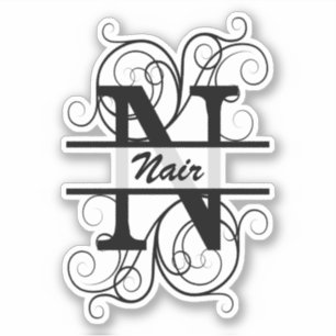 Monogramletter met draaiende draden; ruimte voor j sticker