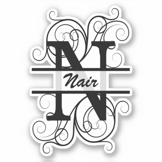 Monogramletter met draaiende draden; ruimte voor j sticker (Voorkant)