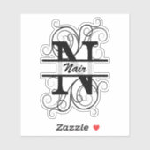 Monogramletter met draaiende draden; ruimte voor j sticker (Vel)