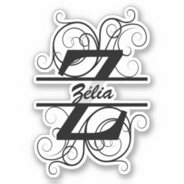 Monogramletter met draaiende draden; ruimte voor j sticker