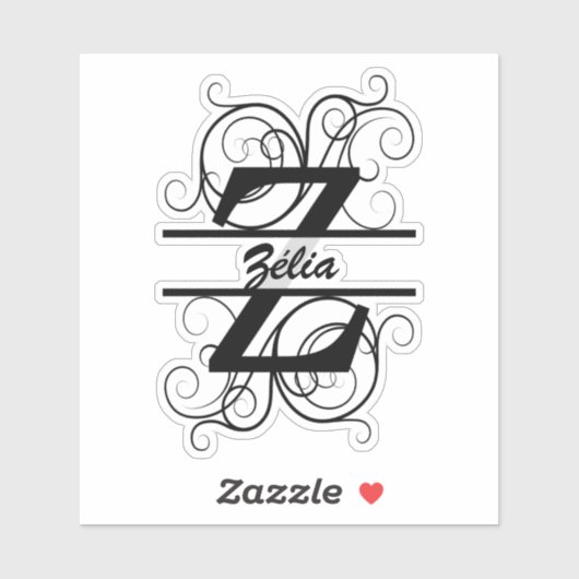 Monogramletter met draaiende draden; ruimte voor j sticker (Vel)