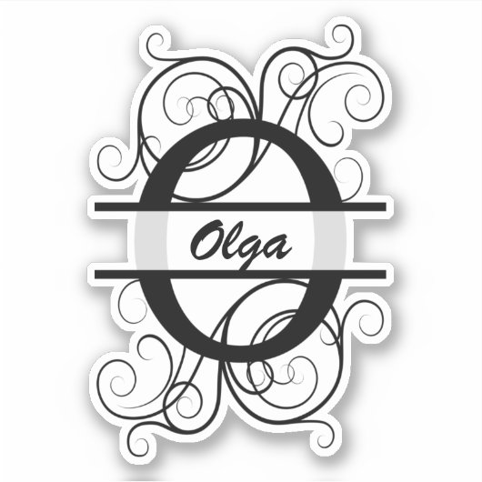 Monogramletter met draaiende draden; ruimte voor j sticker (Voorkant)