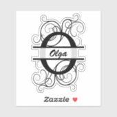 Monogramletter met draaiende draden; ruimte voor j sticker (Vel)