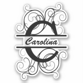 Monogramletter met draaiende draden; ruimte voor j sticker