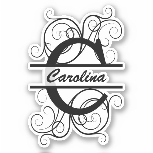 Monogramletter met draaiende draden; ruimte voor j sticker (Voorkant)