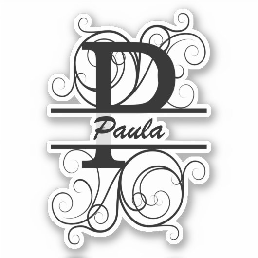 Monogramletter met draaiende draden; ruimte voor j sticker (Voorkant)