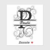 Monogramletter met draaiende draden; ruimte voor j sticker (Vel)