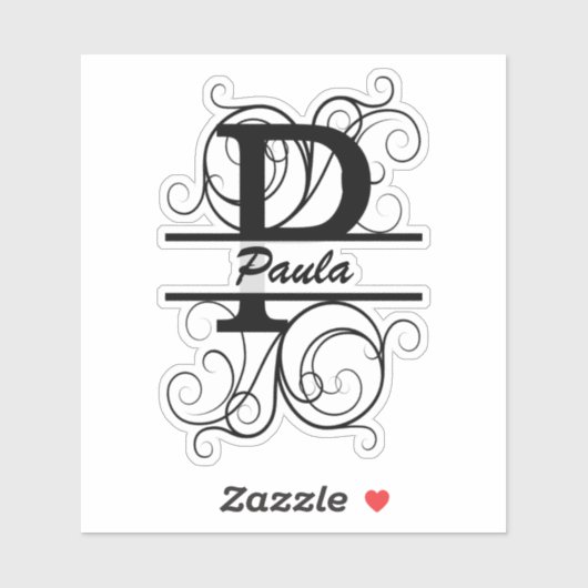 Monogramletter met draaiende draden; ruimte voor j sticker (Vel)