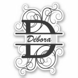 Monogramletter met draaiende draden; ruimte voor j sticker