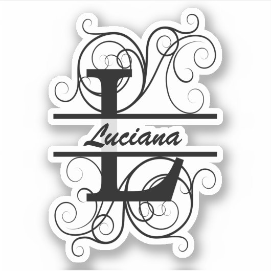 Monogramletter met draaiende draden; ruimte voor j sticker (Voorkant)