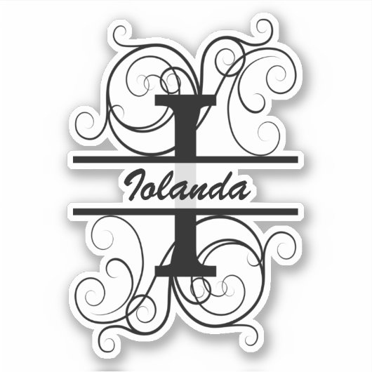 Monogramletter met draaiende draden; ruimte voor j sticker (Voorkant)