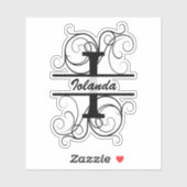 Monogramletter met draaiende draden; ruimte voor j sticker (Vel)