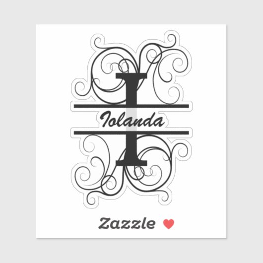 Monogramletter met draaiende draden; ruimte voor j sticker (Vel)