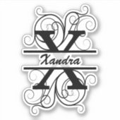 Monogramletter met draaiende draden; ruimte voor j sticker (Voorkant)