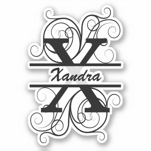 Monogramletter met draaiende draden; ruimte voor j sticker (Voorkant)