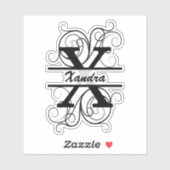 Monogramletter met draaiende draden; ruimte voor j sticker (Vel)