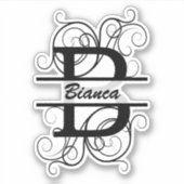 Monogramletter met draaiende draden; ruimte voor j sticker (Voorkant)